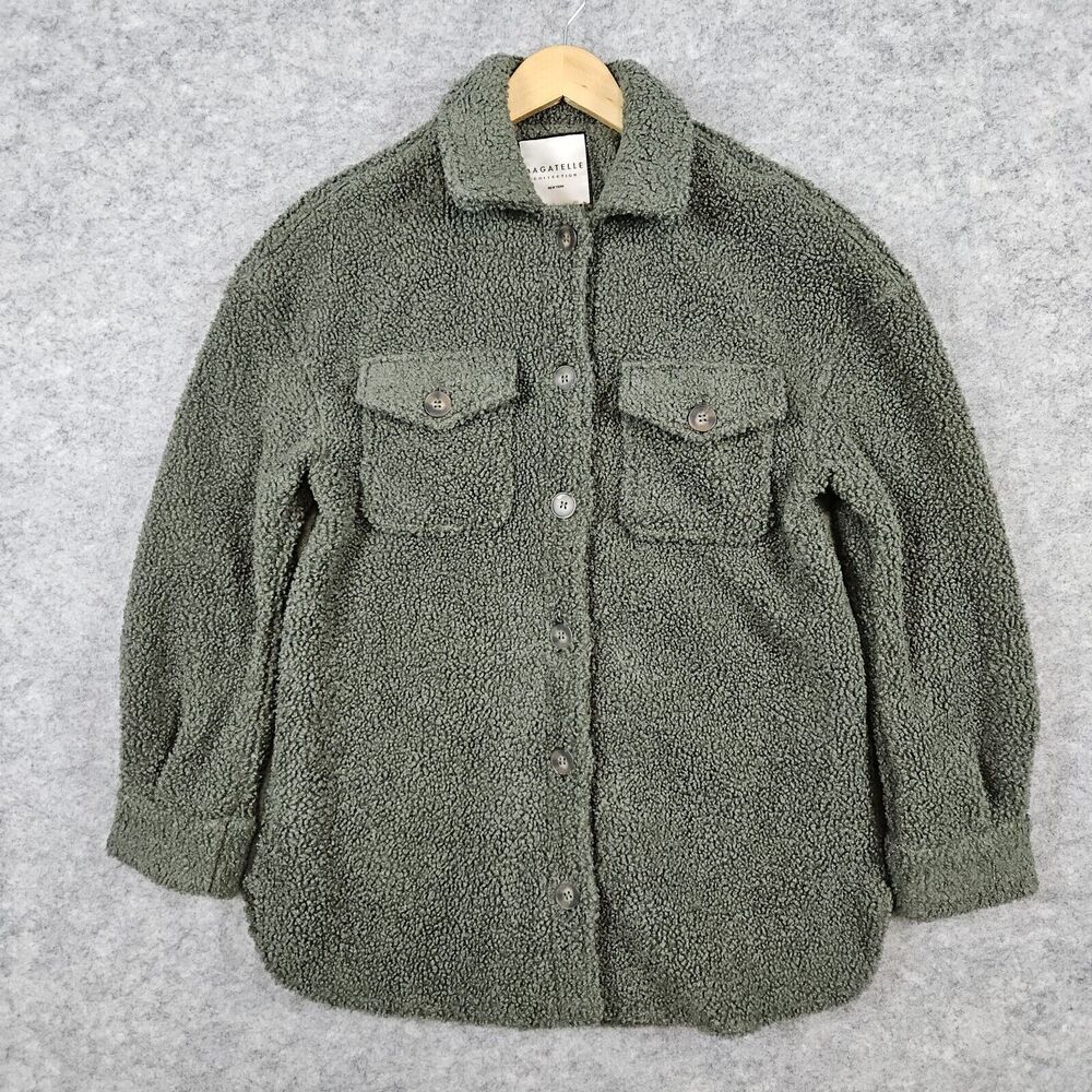 Bagatelle Collection Unisex Green Sherpa Size XS Button Up Shirt 100% Polyester‎